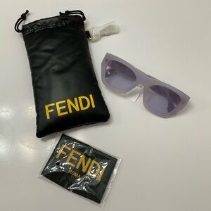NWT Fendi Lavender Sunglasses with Black Case & polish cloth